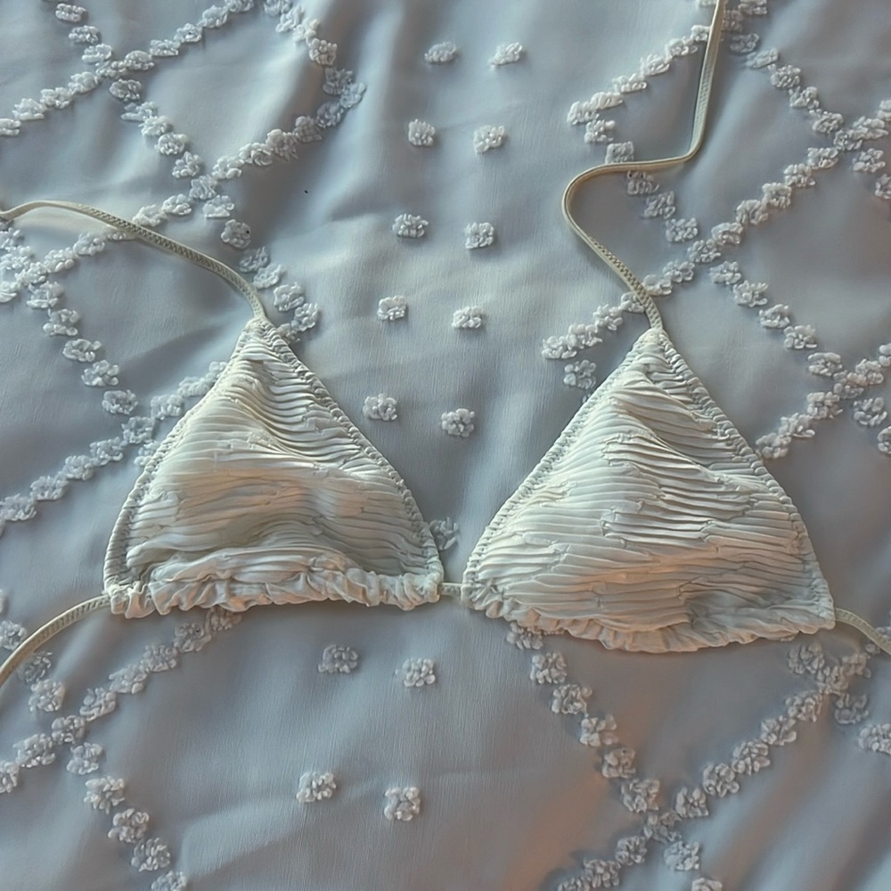 BRAND NEW White Triangl Bikini Set, M Top S Bottom